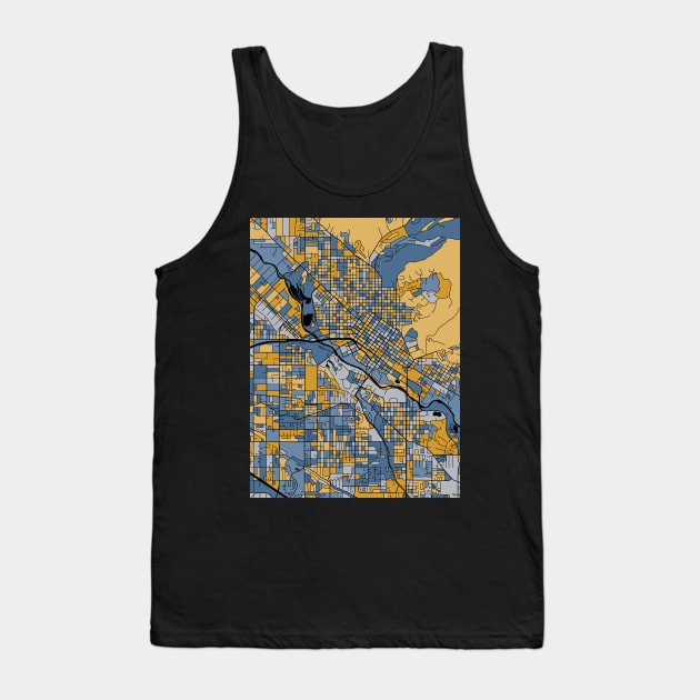 Boise Map Pattern in Blue & Gold Tank Top by PatternMaps